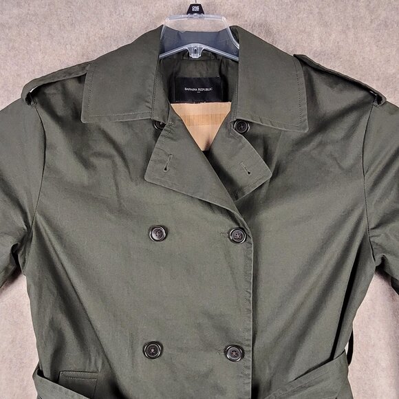 Banana Republic Trench Coat Olive Green NOT FOR SALE - Picture 2 of 12